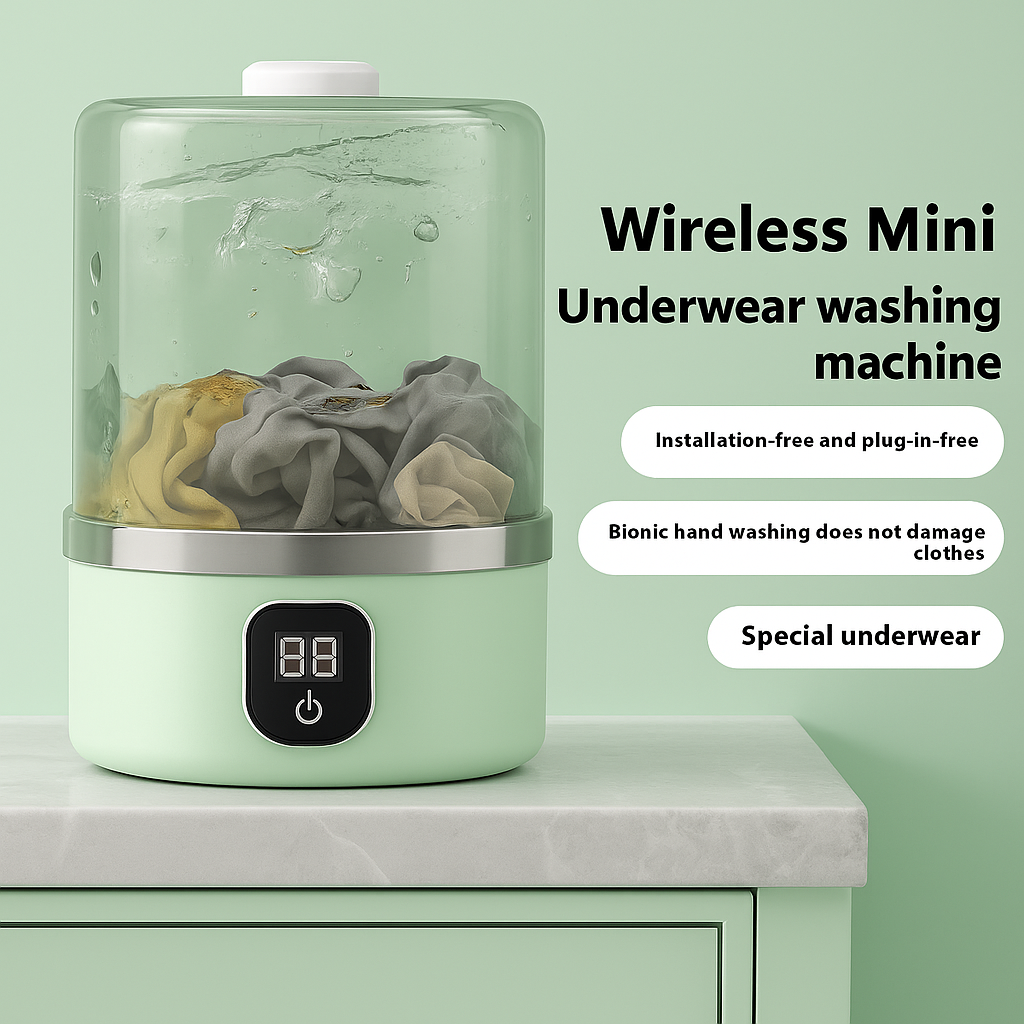 Wireless Mini Washing Machine – USB Rechargeable Underwear & Socks Washer