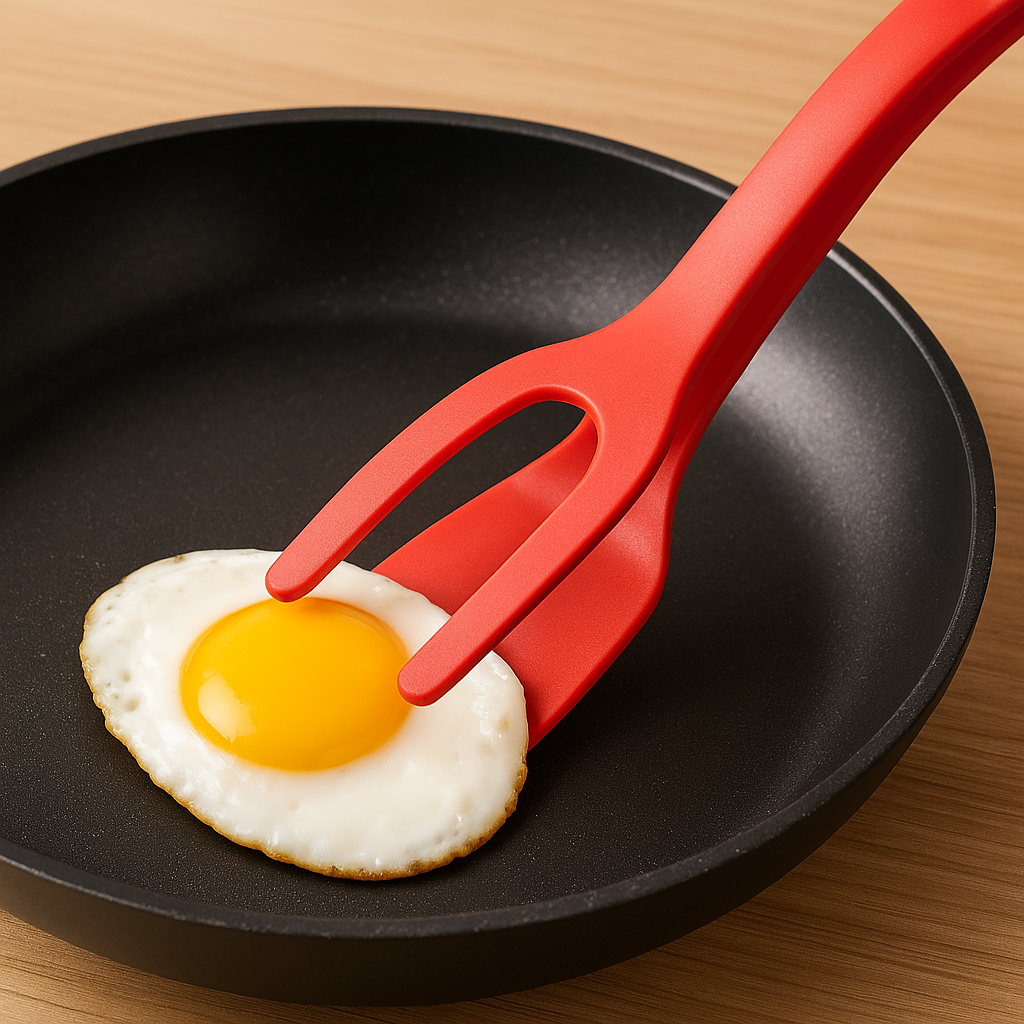 2-in-1 Egg Flipper Spatula Tongs – Grip & Flip Kitchen Tool
