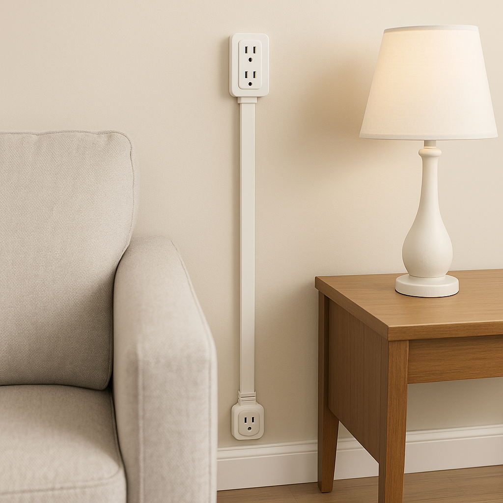 Low-Profile Outlet Extender – Flat Plug & Extendable Wall Socket (Behind Furniture)