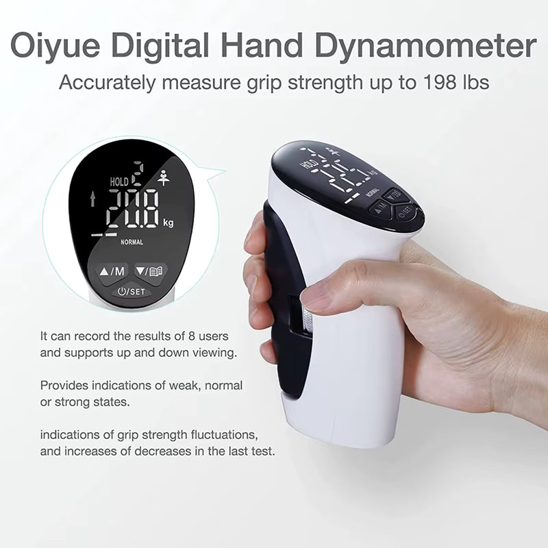 Digital Hand Grip Dynamometer – USB-Rechargeable Grip Strength Tester (LCD)